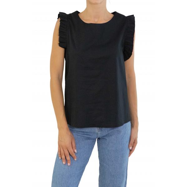 T shirt con rouge tinta unita 